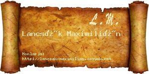 Lancsák Maximilián névjegykártya